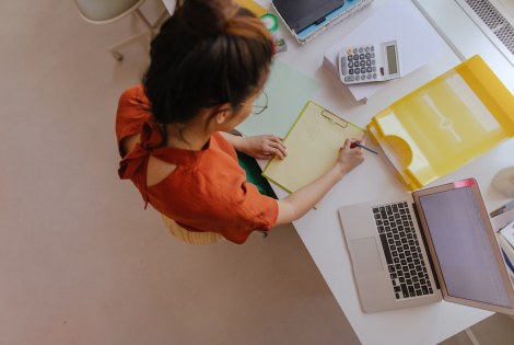 A person working at a desk