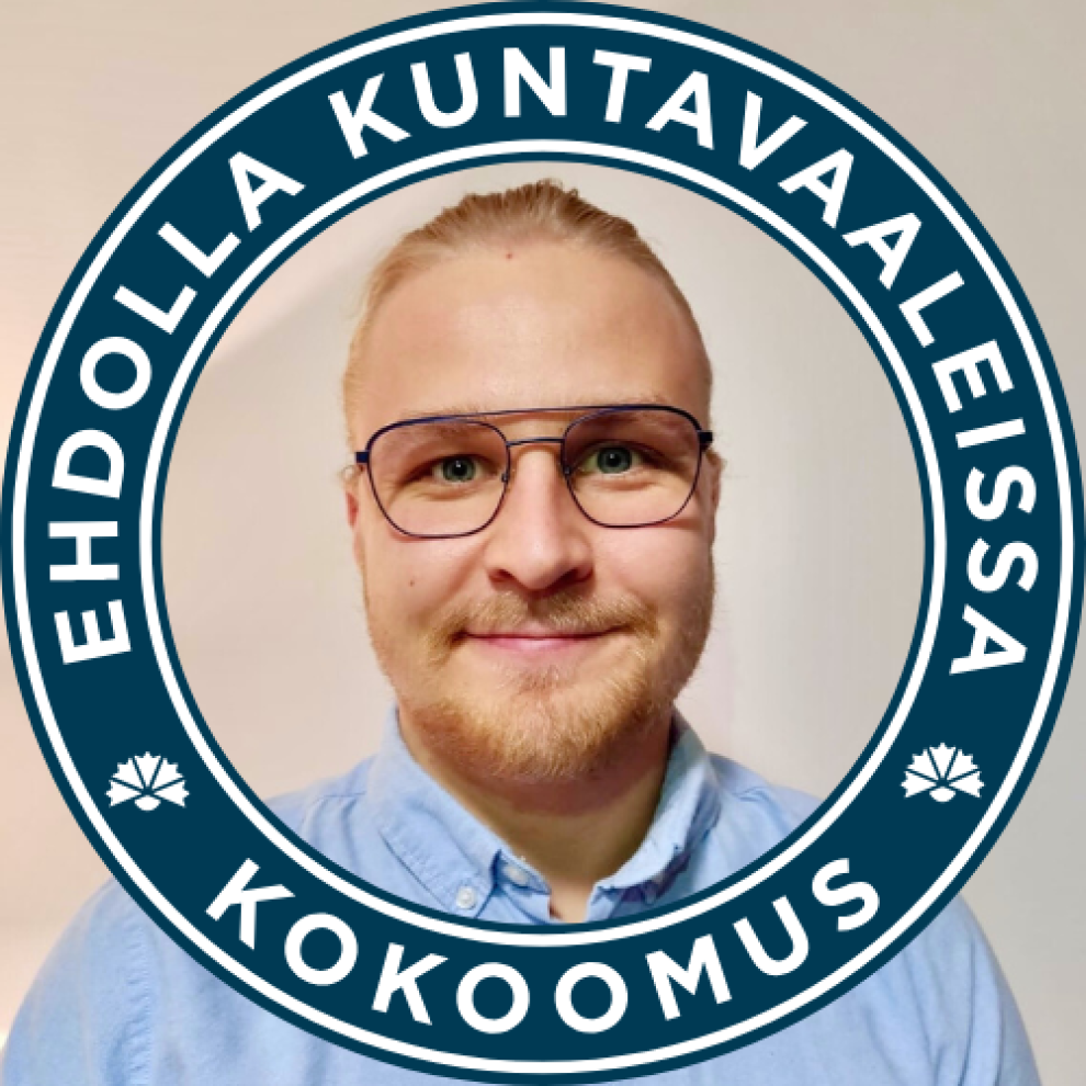 Mikko Niemelä. Ehdolla kuntavaaleissa Lappeenrannassa kokoomus-puolueen listalla.